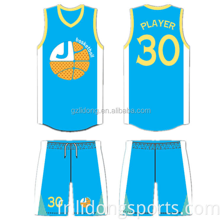 Basketball Jersey Uniform Design Couleur Blue Reversible Basketball Uniform Set Basketball Uniform Set